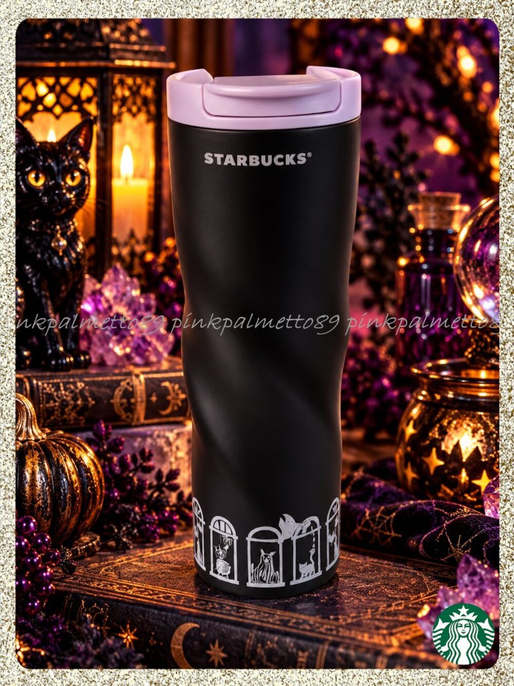 ๐ค๐ NWT Starbucks Bewitched Glow-in-the-Dark Halloween Windows 16oz SS Tumbler